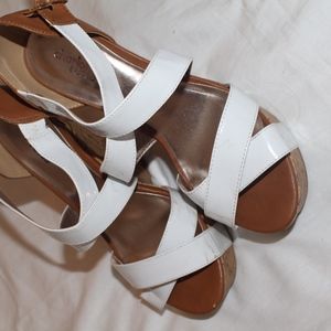 White and Tan Wedges Size 7.5